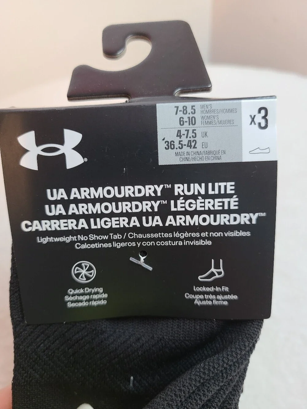 3pk Under Armour ArmourDry Run Lite No-show Athletic Socks Mens 7-8.5